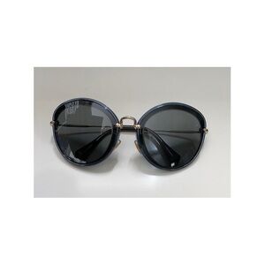 Miu Miu Grey and Gold Round Sunglasses